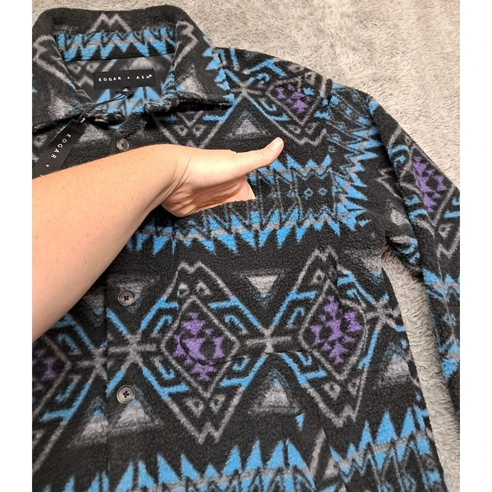 New Edgar + Ash Jacket Mens Medium Long Sleeve Button Up Aztec Rocky Mountain - Picture 4 of 10